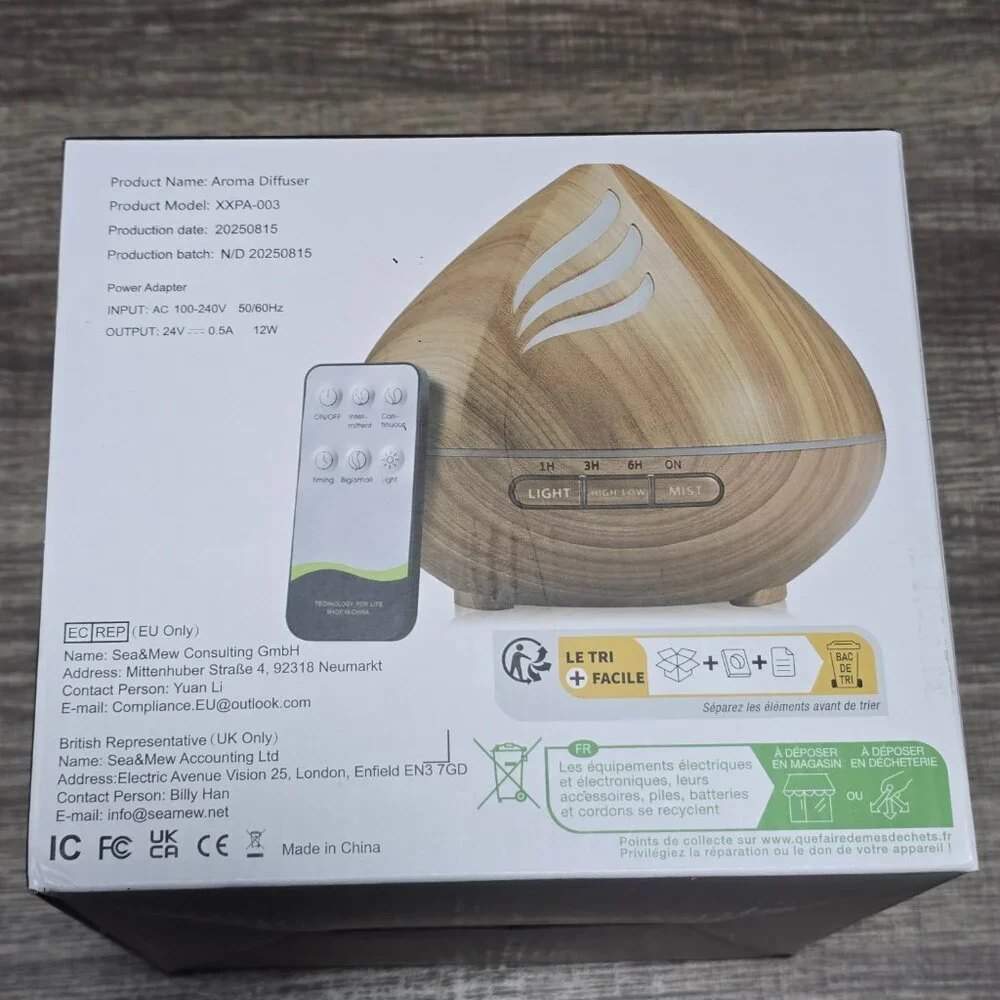 Essential Oil Scent Diffuser: 500ML Aroma Mist Humidifier with Remote Control